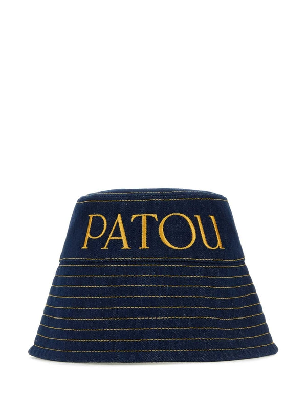 Logo Embroidery Stitch Detail Denim Bucket Hat