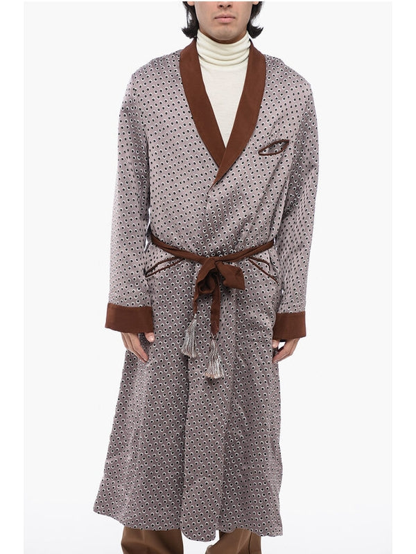 波尔卡圆点系带细节大衣