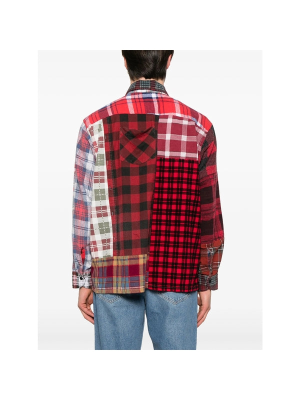 Patchwork Check Pattern Cotton
  Shirt