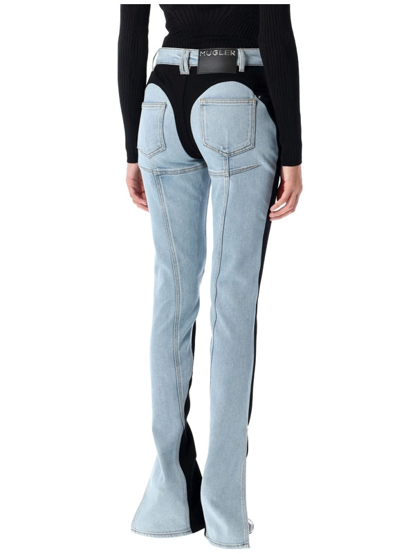 Bi-Color Skinny Denim Pants