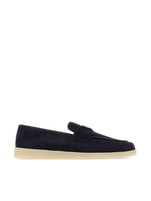 Triangle Logo Detail Suede Loafers