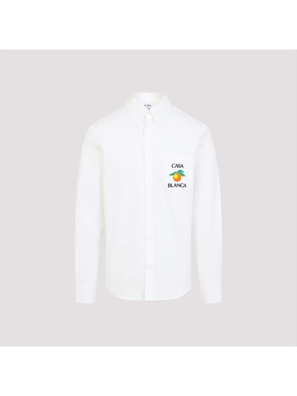 Logo Embroidery Cotton Shirt