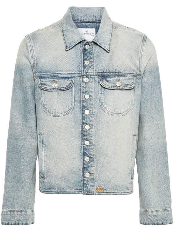 Flap Pocket Washing Denim Trucker Jacket