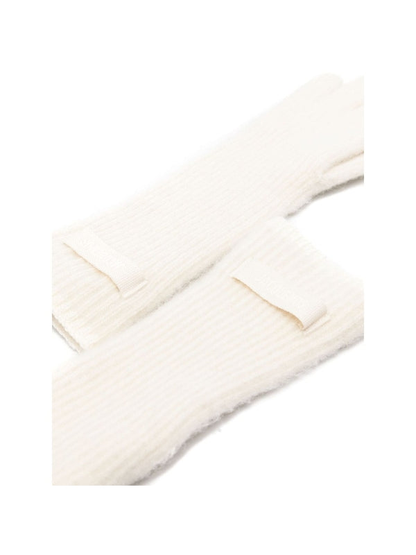 Logo Patch Ribbed Knit Gloves