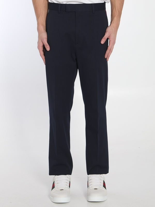 Web Detail Wool Blend Tailored Pants