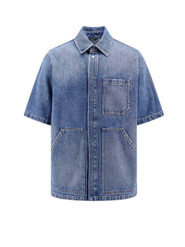 Back Logo Denim Short Sleeve Shirt