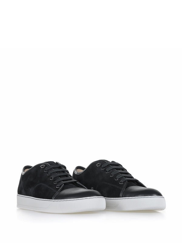 black calfskin low-top sneakers