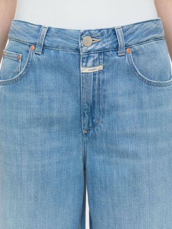 Logo Patch
  Wide Crop Denim Pants