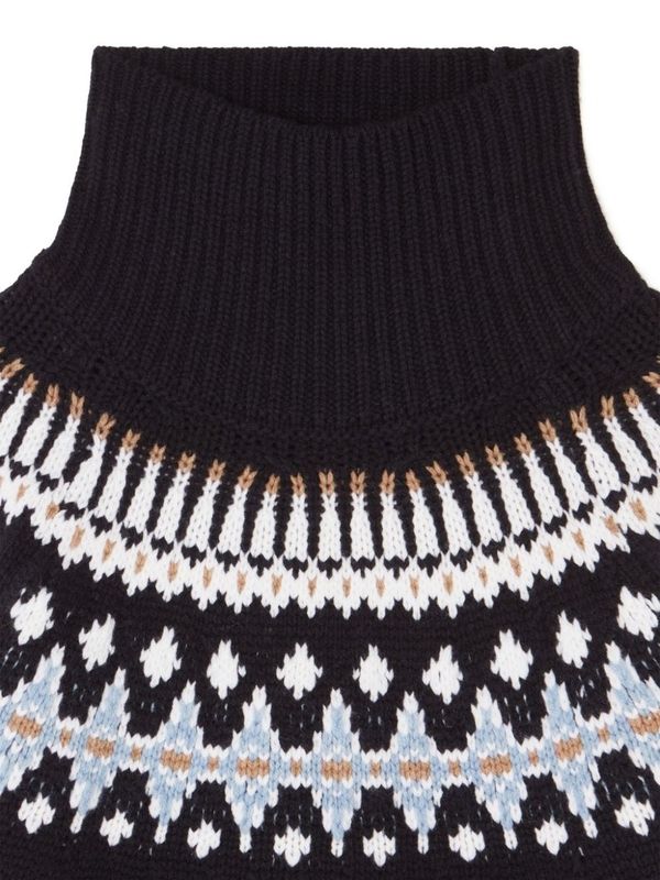 Jacquard Pattern Wool High-neck Knit