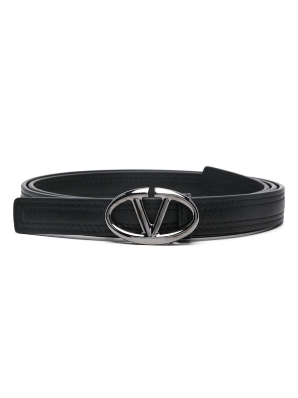 V Logo Leather Belt