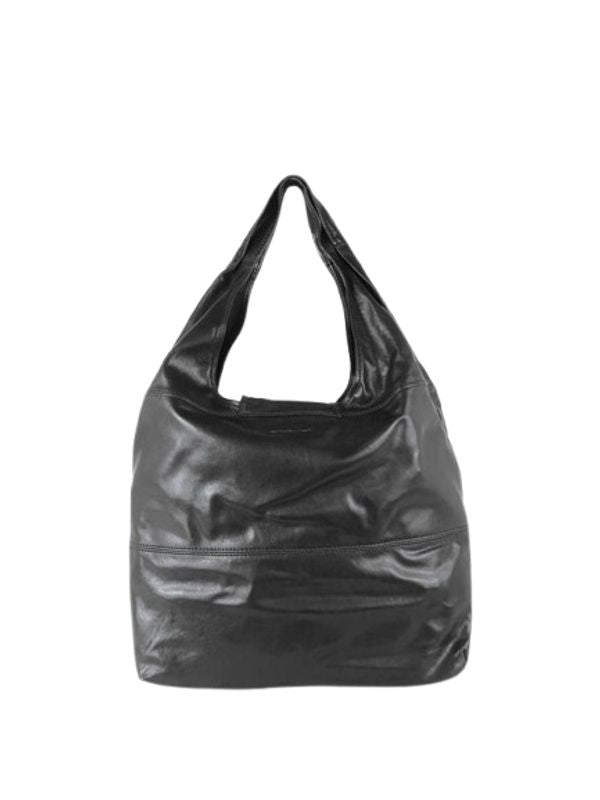 Riba Logo Embossed Leather Shoulder Bag