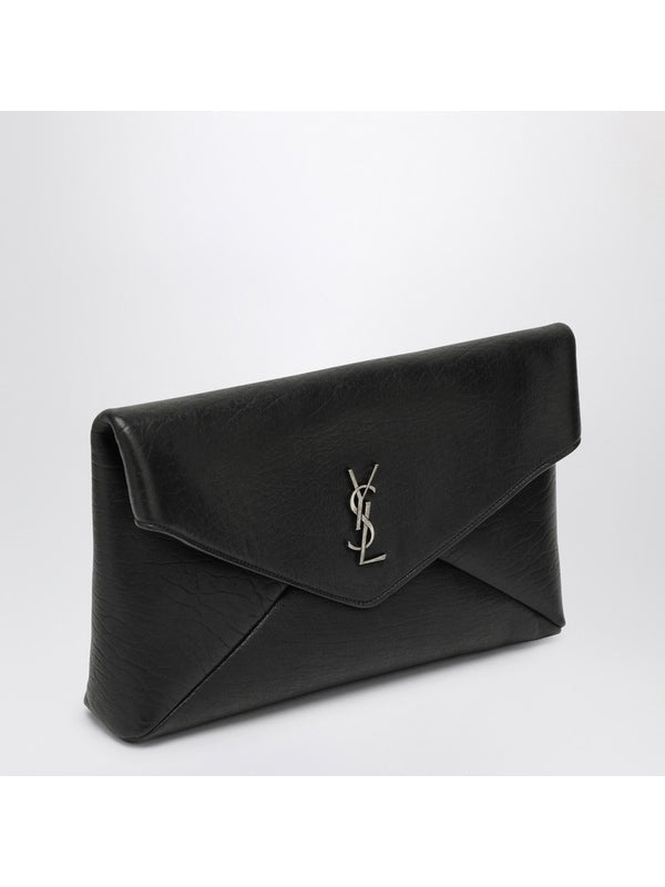 Cassandre Logo Large Leather Clutch Bag