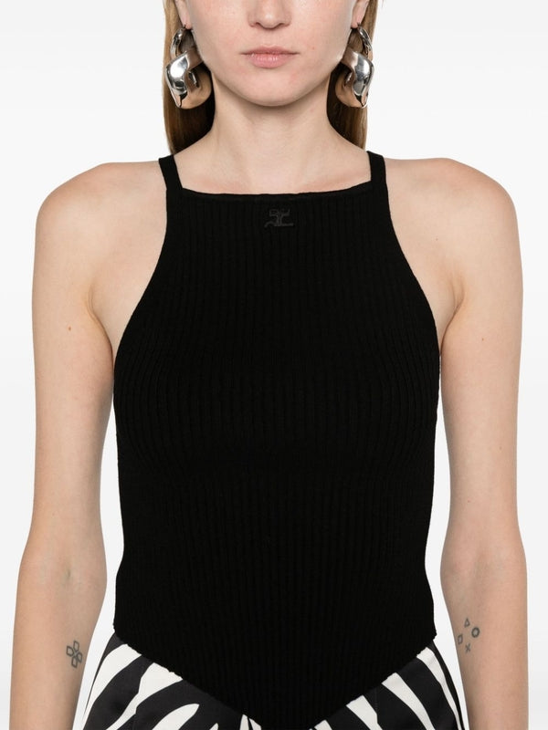 Logo Embroidery Rib Sleeveless Top