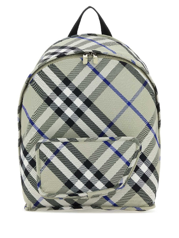 Shield Check Pattern Nylon Backpack