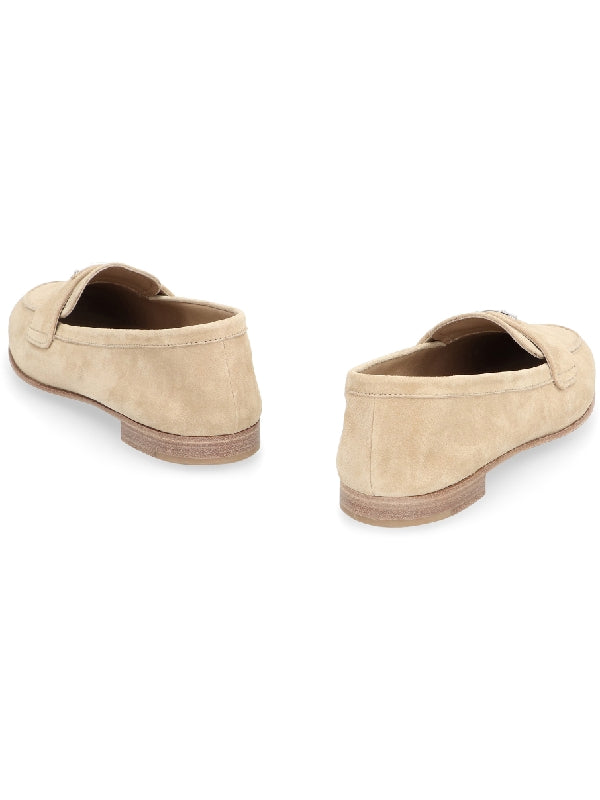 Triangle Logo Suede Loafers