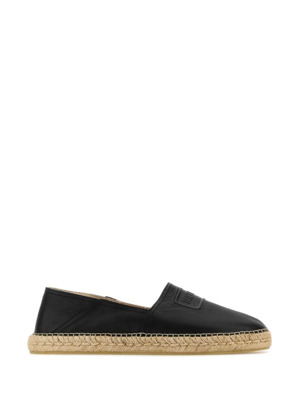 Logo Embossed Leather Espadrilles