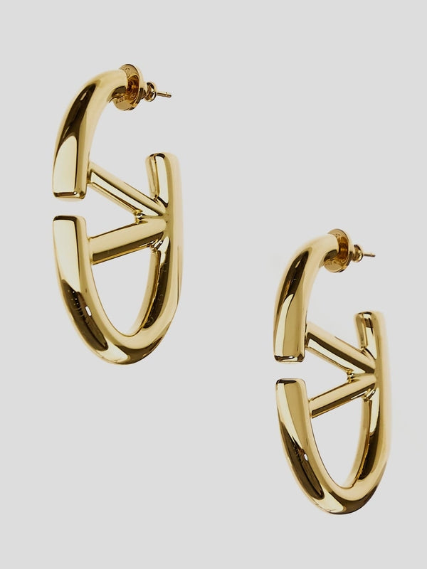 V Logo Gold Earrings