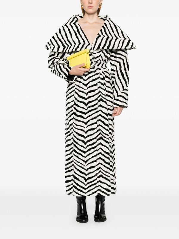 Zebra Pattern Belt Long Coat