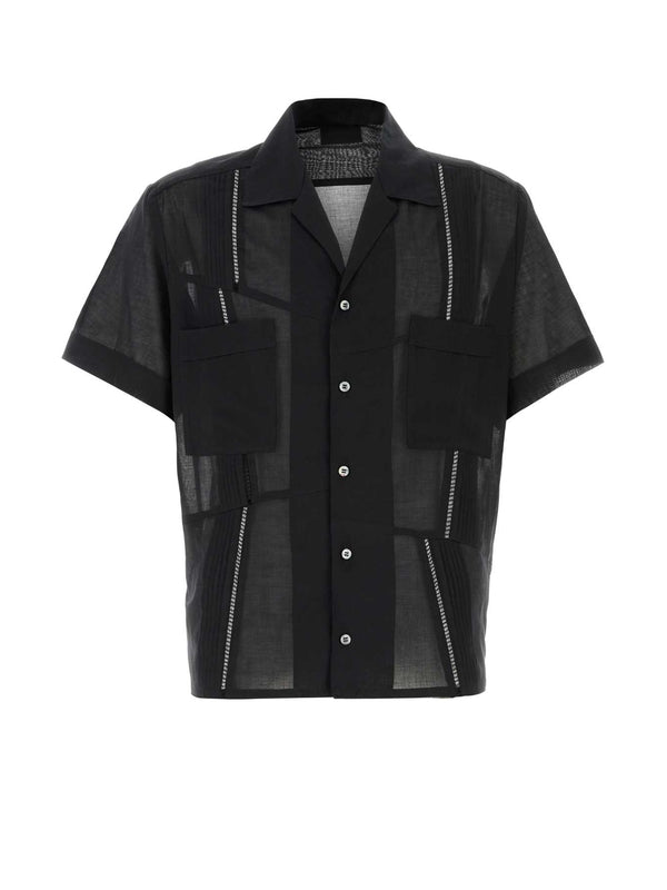 Stitch Detail Sheer Cotton Short Sleeve
  Shirt