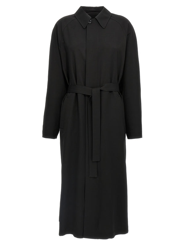 Tie Strap Wool Blend Trench Coat