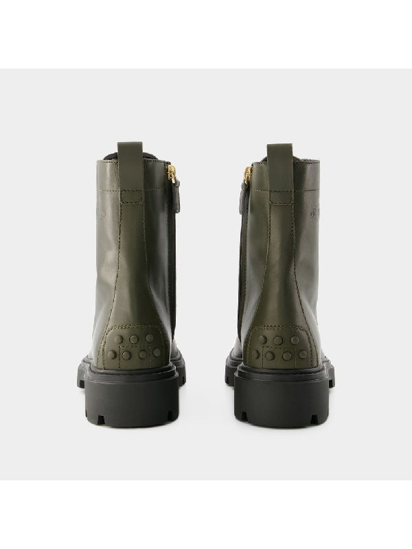 Kate Decorated Pebble Tap Leather Combat
  Boots