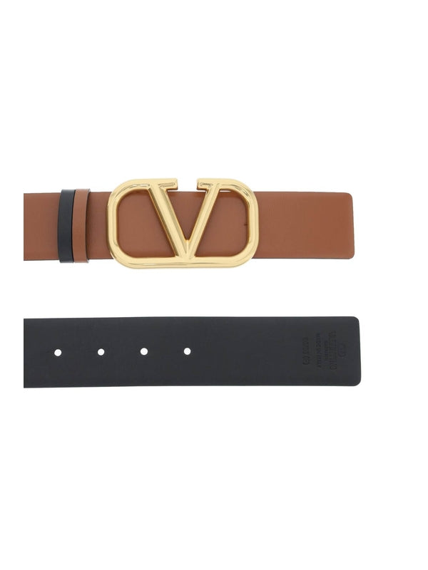 V Logo Buckle Reversible
  Leather Belt