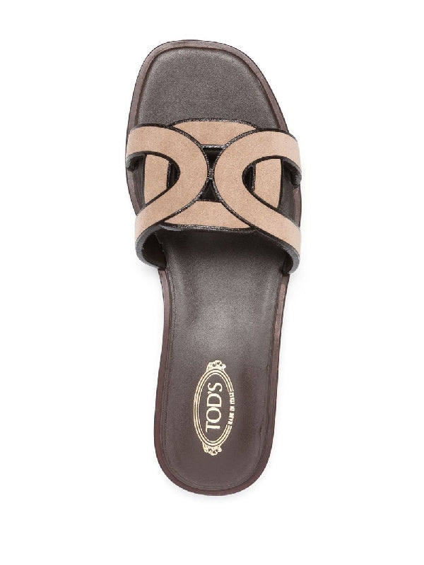 Woven Logo Flat Slide Sandals