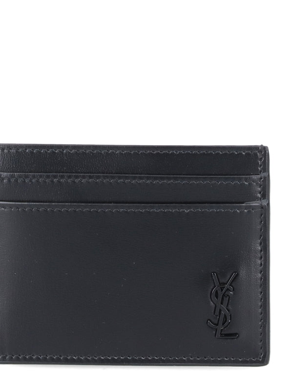 Cassandra Monogram Leather Card Wallet