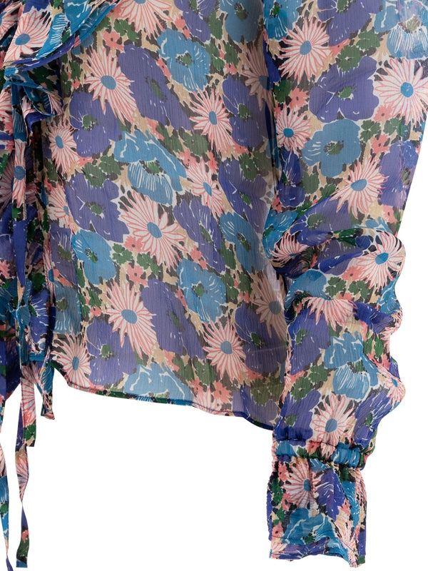 Flower Print Ruffle Blouse