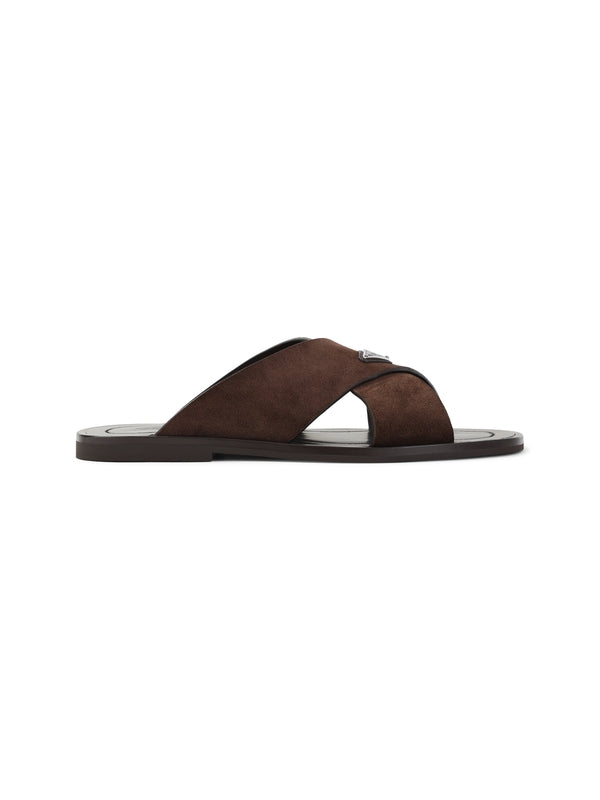 Triangle Logo Calfskin Sandals