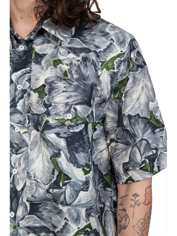 Flower Printed Silk Short Sleeve Shirt