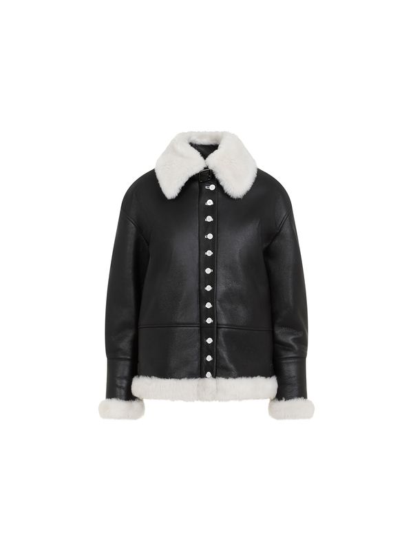 LOEWE - Black Leather Shearling Jacket - Jente