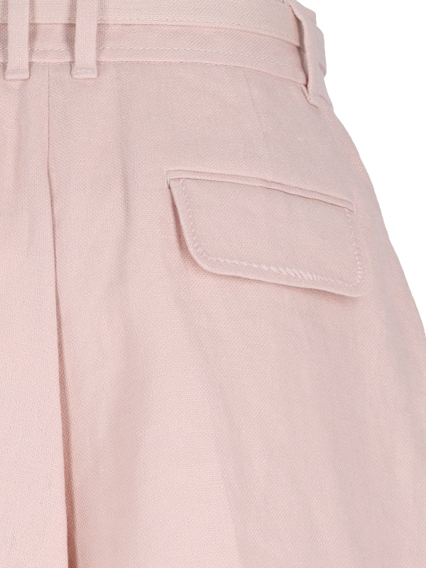 Belted Linen Shorts