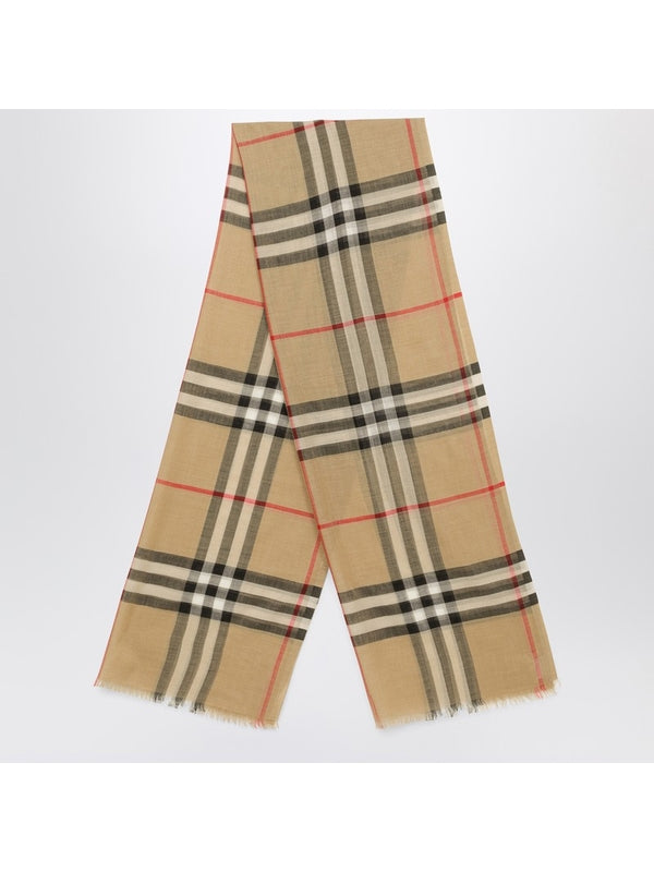 Check Pattern Wool Silk Muffler