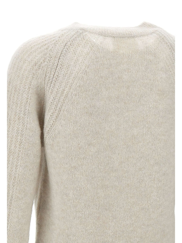 V-Neck Nylon Alpaca Wool Knit