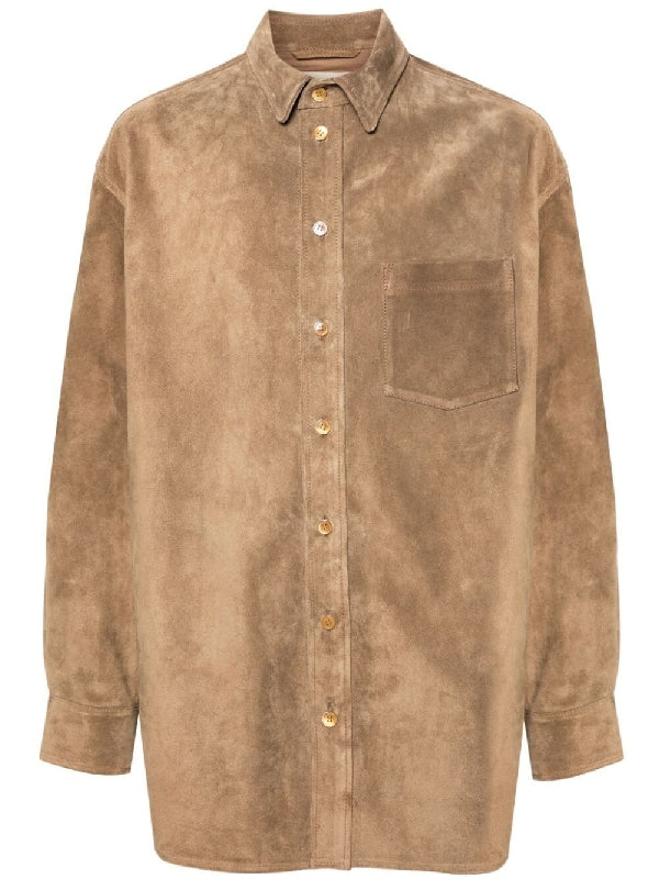 Brown Suede Pocket Overshirt