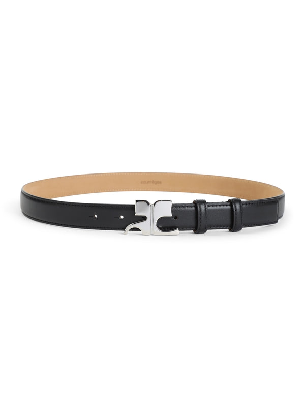 Metal Logo Leather Belt