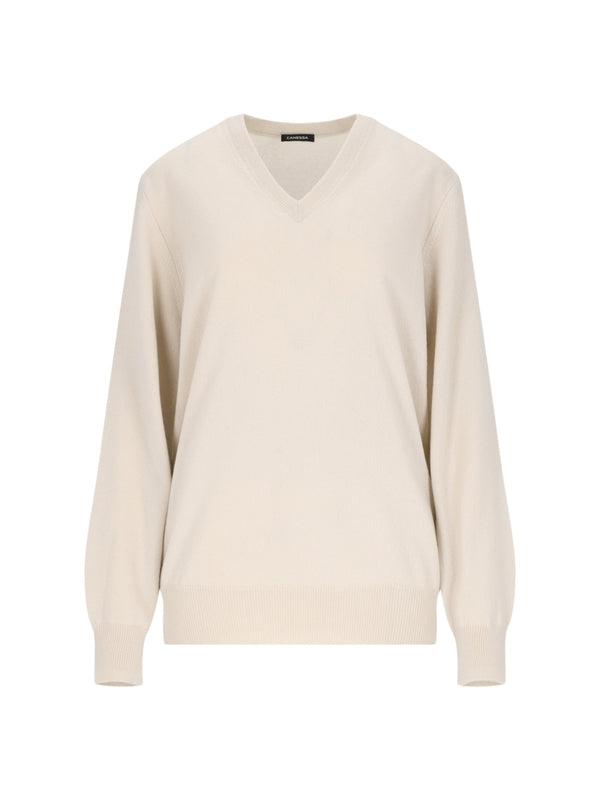 Ribbed Cashmere V-Neck Knit