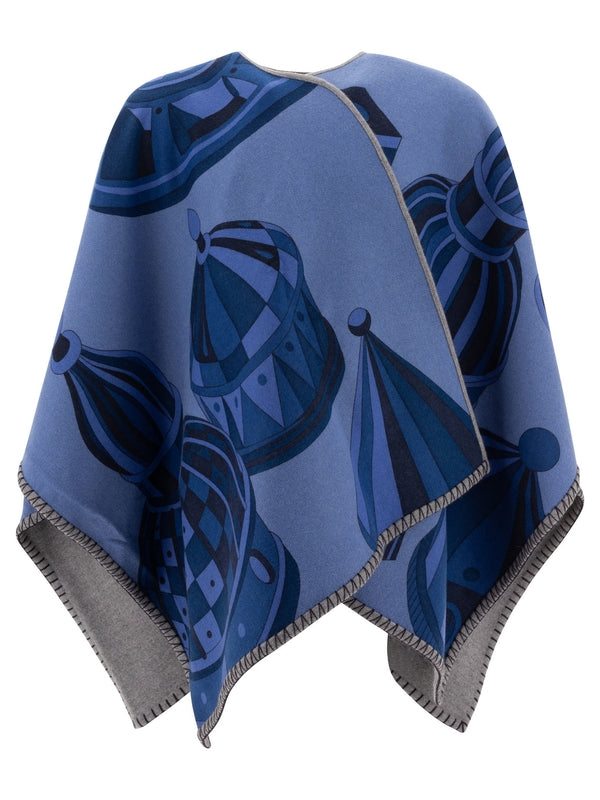 リバーシブル カシミアウール ケープ