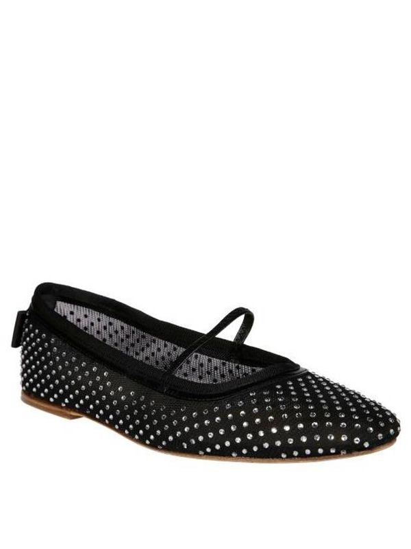 Jewel Detail Mesh Ballerina Flat Shoes