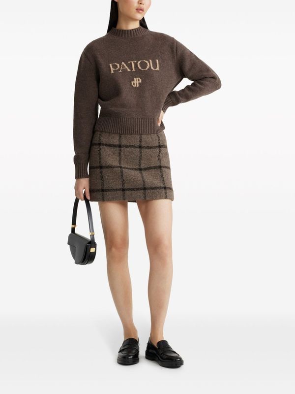 Check Pattern Wool Mini Skirt