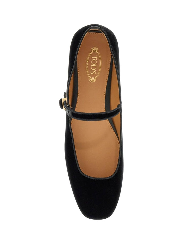 Velvet Mary Jane Flat Shoes