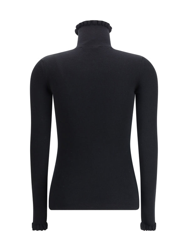 Valentino Ruffle Detail Black Knit