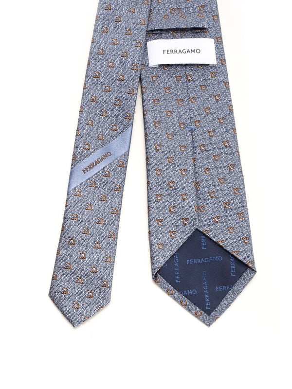 Gancini Pattern Silk Tie