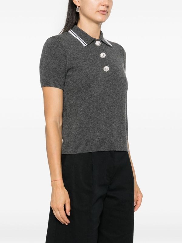 V Logo Button Knit Polo Shirt