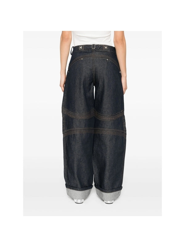 Multi-Seam Cargo Denim Pants