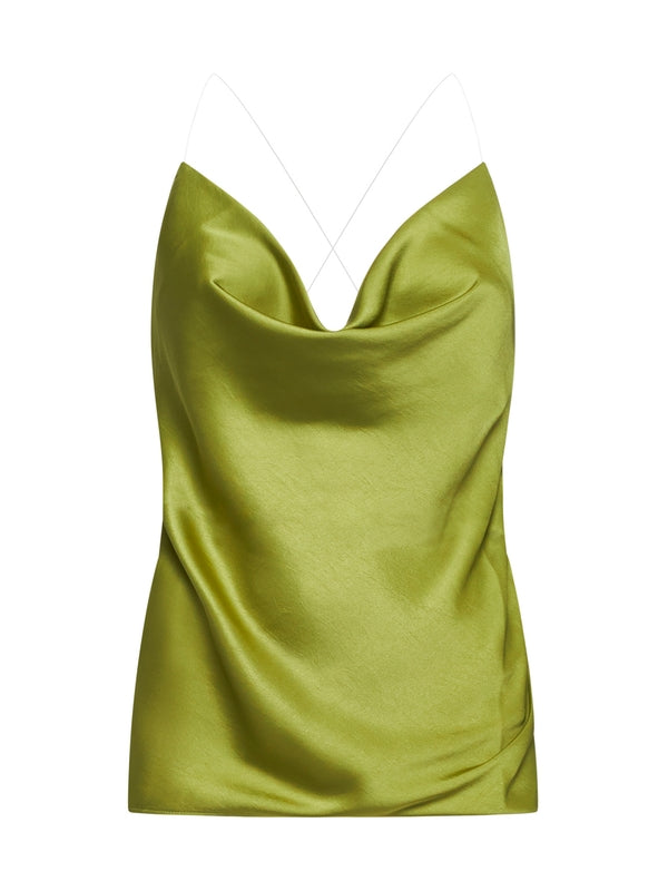 Evergreen Draped Neck Satin
  Tank Top