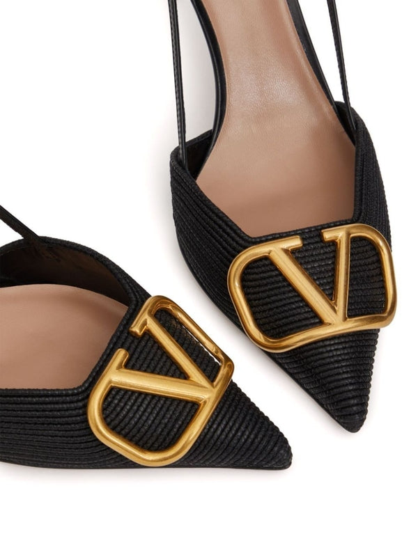 V logo sandal heels