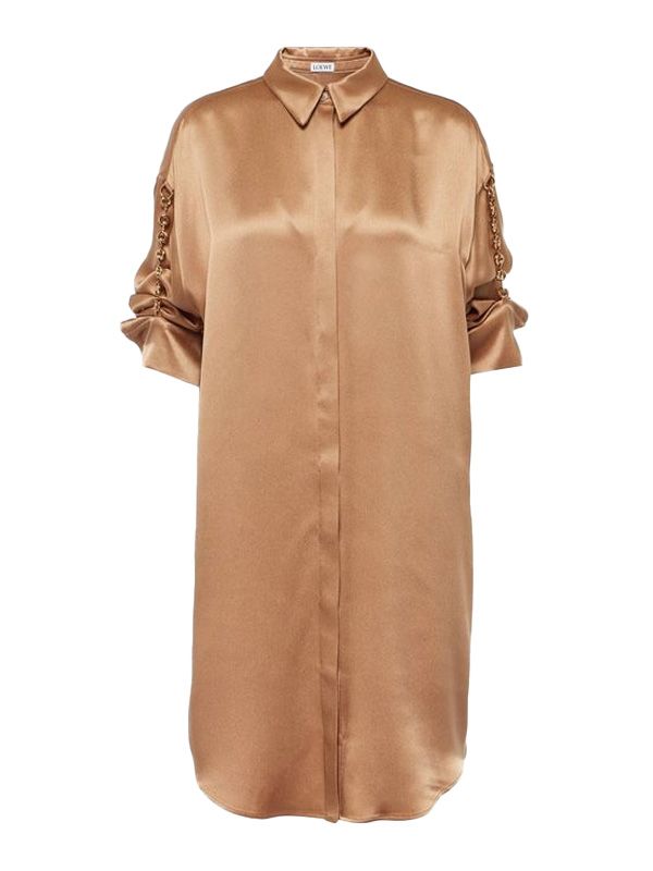 Chain Detail Silk Shirt Dress