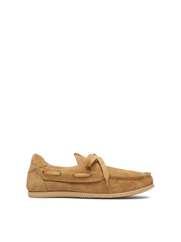 Suede Lace-Up Leather Loafers